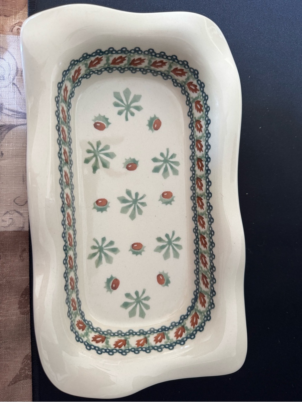Vintage Polish Pottery Rectangular Baking Dish